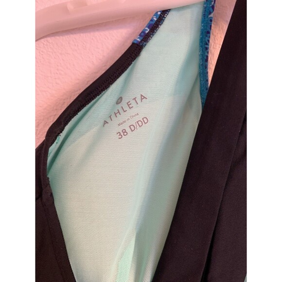 Athleta Halter Swim Top Black With Blue Paisley Print Swimsuit 38D/DD - Picture 3 of 4